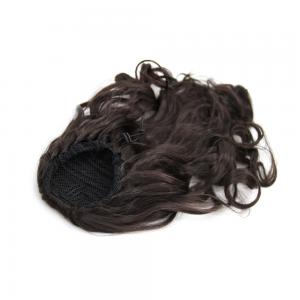 14 Inch Simple but Effective Drawstring Human Hair Ponytail Curly #4 Medium Brown