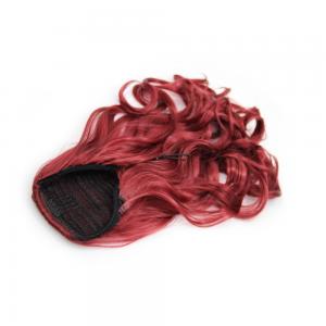 14 Inch Trendy Drawstring Human Hair Ponytail Curly Red