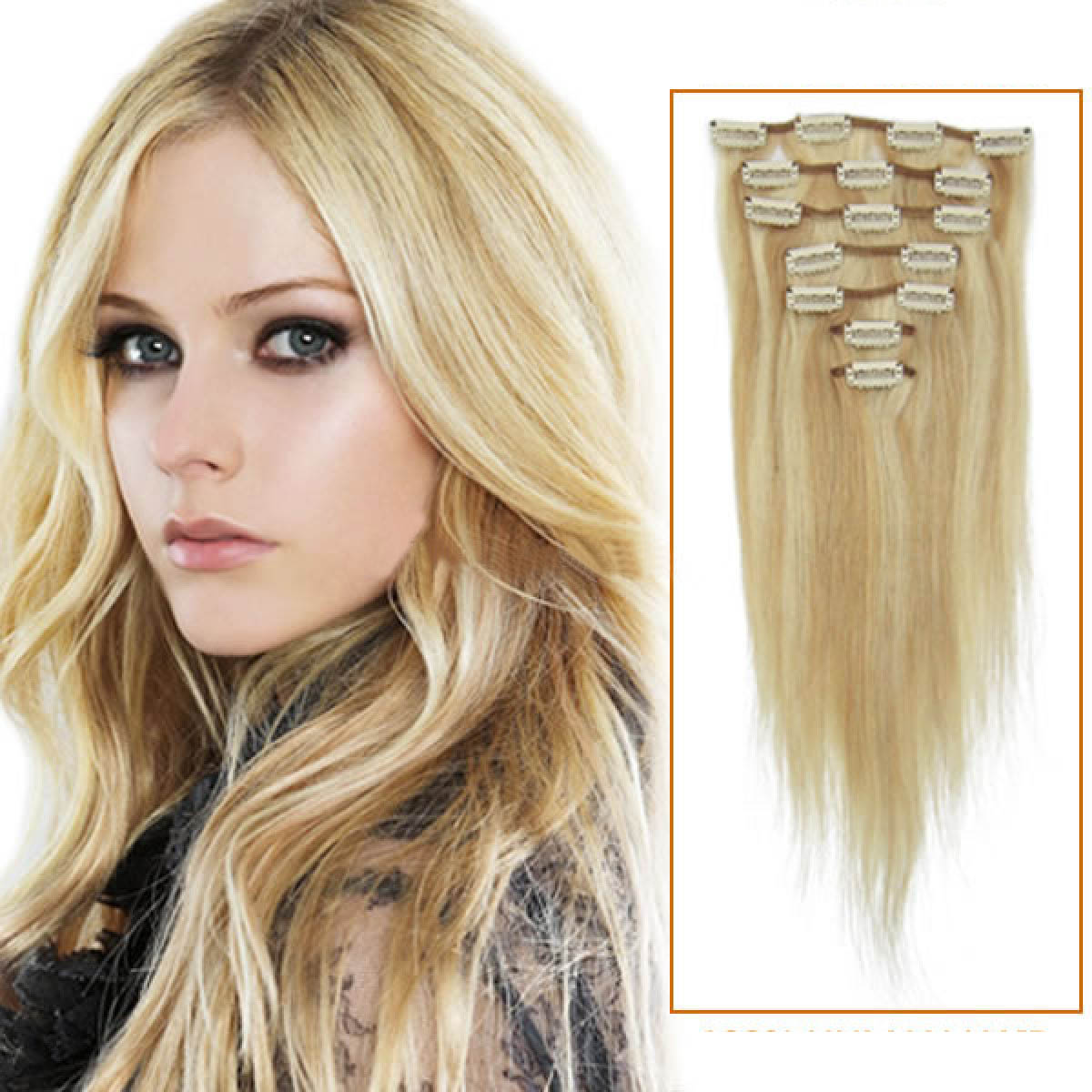 Inch 18 613 Blonde Highlight Clip In Human Hair Extensions 7pcs