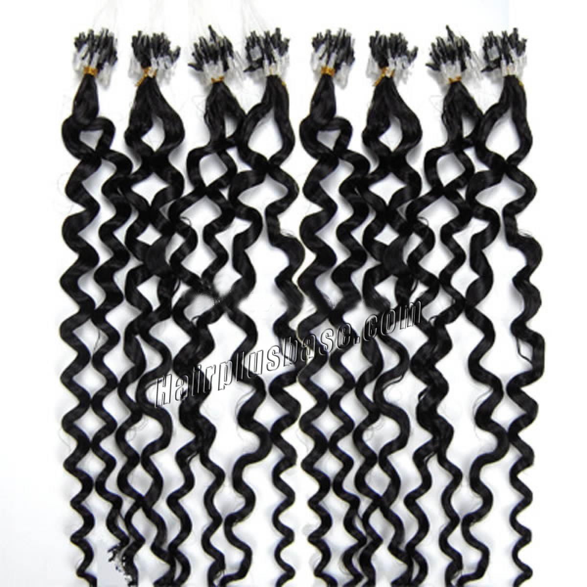 16 Inch 1B Natural Black Curly Practical Micro Loop Hair