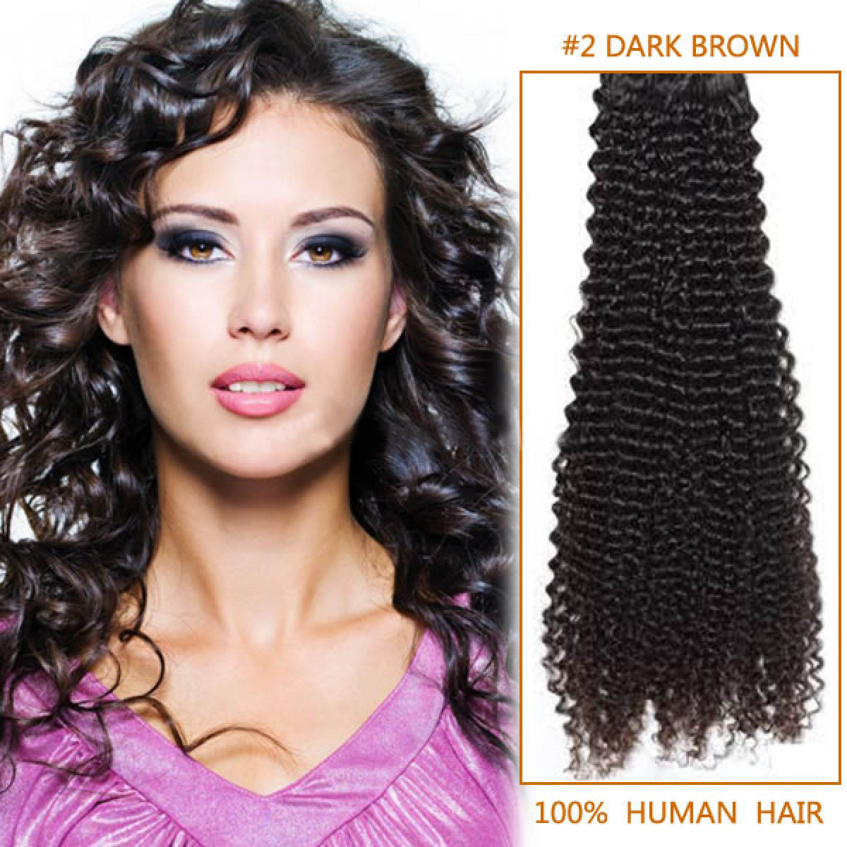 16 Inch 2 Dark Brown Afro Curl Indian Remy Hair Wefts