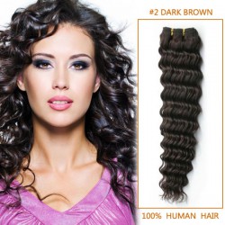 16 Inch #2 Dark Brown Deep Wave Virgin Hair Wefts