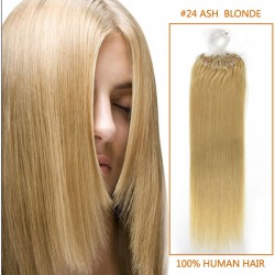 16 Inch #24 Ash Blonde Micro Loop Human Hair Extensions 100S