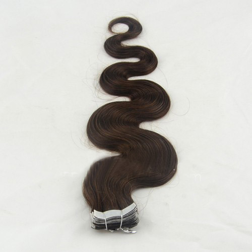 16 Inch #4 Medium Brown Light Tape In Hair Extensions Body Wave 20 Pcs no 2