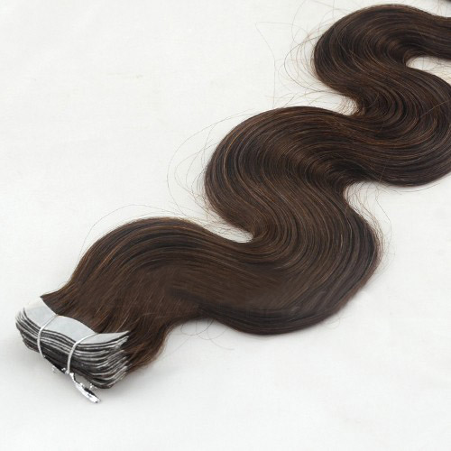 16 Inch #4 Medium Brown Light Tape In Hair Extensions Body Wave 20 Pcs no 3