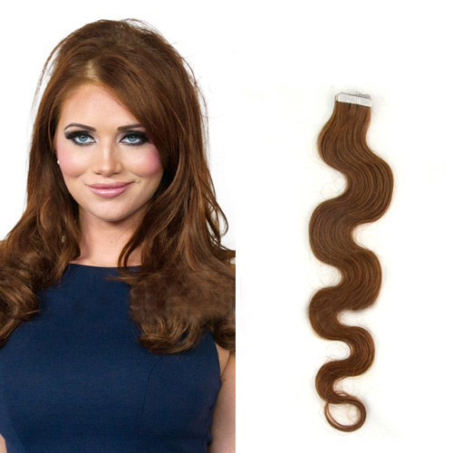 16 Inch 8 Ash Brown Flexible Tape In Hair Extensions Body Wave 20 Pcs