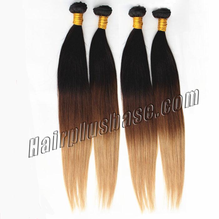 16 Inch Bright Ombre Clip In Indian Remy Hair Extensions Straight 9pcs no 2