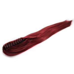 16 Inch Claw Clip Human Hair Ponytail Straight Characteristic Red
