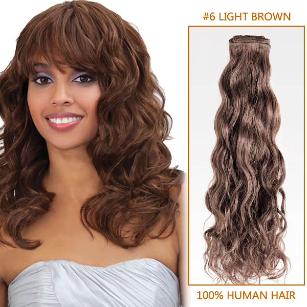 18 Inch 6 Light Brown Curly Indian Remy Hair Wefts