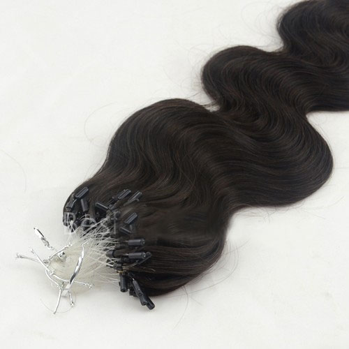 18 Inch #1B Natural Black Body Wave Micro Loop Hair Extensions 100 Strands details pic 0