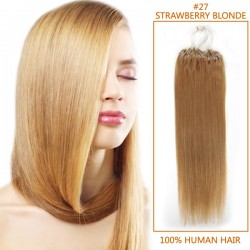 18 Inch #27 Strawberry Blonde Micro Loop Human Hair Extensions 100S