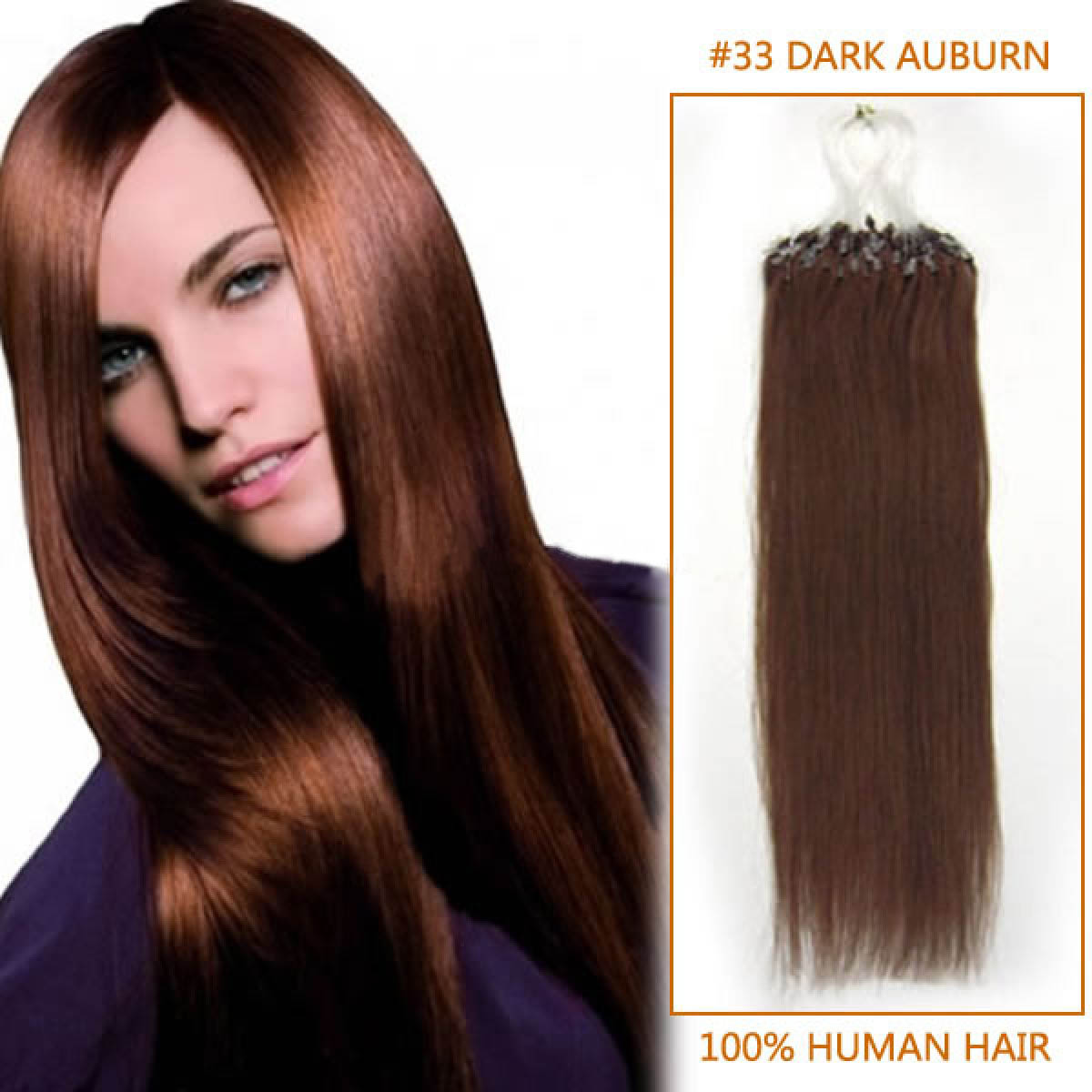 Inch 33 Dark Auburn Micro Loop Human Hair Extensions 100S