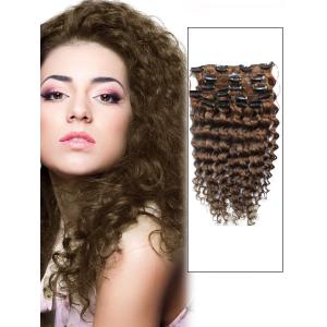 18 Inch #8 Ash Brown Unusual Clip In Hair Extensions Curly 7 Pieces