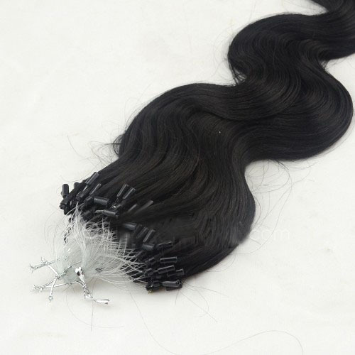18 Inch Admiring #1 Jet Black Body Wave Micro Loop Hair Extensions 100 Strands details pic 0