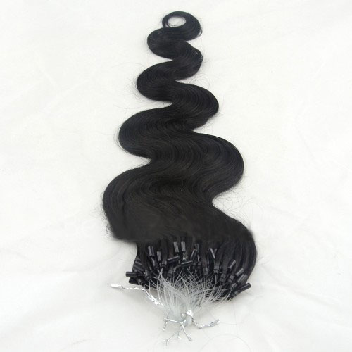 18 Inch Admiring #1 Jet Black Body Wave Micro Loop Hair Extensions 100 Strands details pic 2