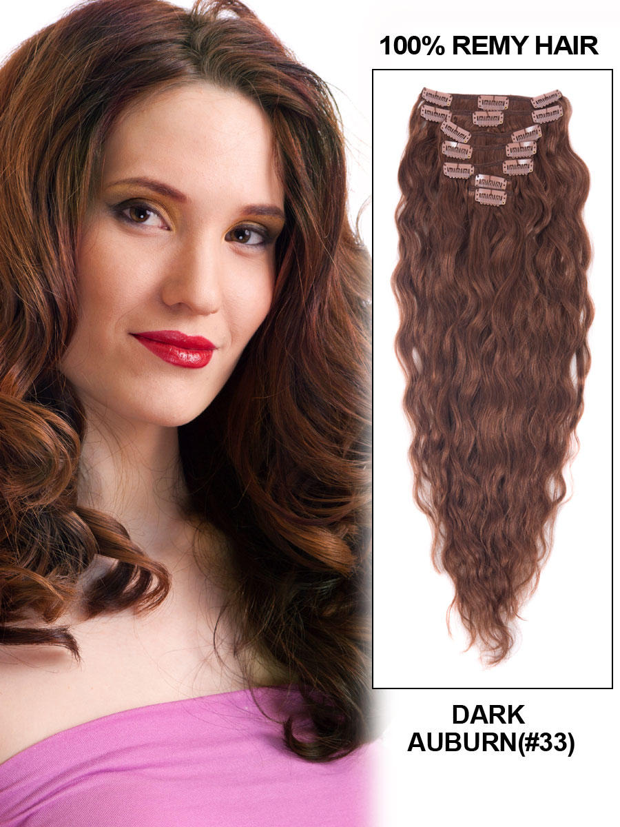 18 Inch Impressive 33 Dark Auburn Full Head Clip In Hair