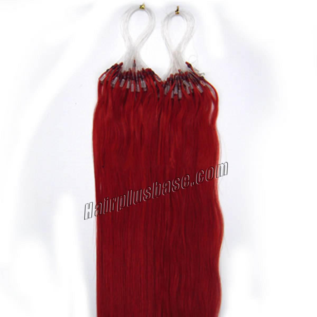 18 Inch Red Micro Loop Human Hair Extensions 100S