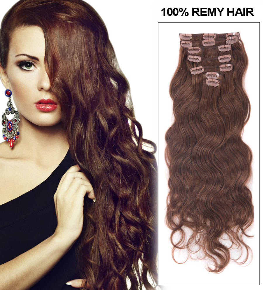 18 Inch Showy 33 Rich Copper Red Clip In Hair Extensions Body