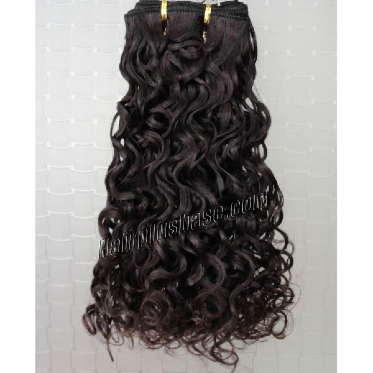 20 Inch #2 Dark Brown Curly Brazilian Virgin Hair Wefts no 1