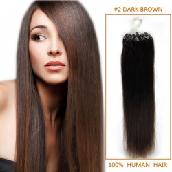 20 Inch #2 Dark Brown Micro Loop Human Hair Extensions 100S