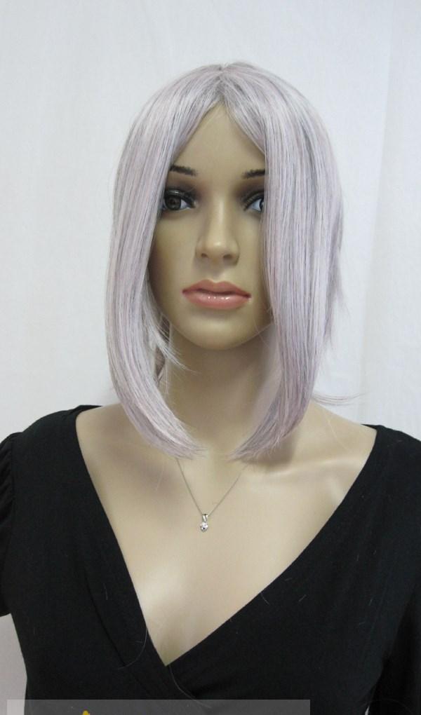 2014 Vogue Trend Capless Short Synthetic Hair White Wavy / Curly Cheap