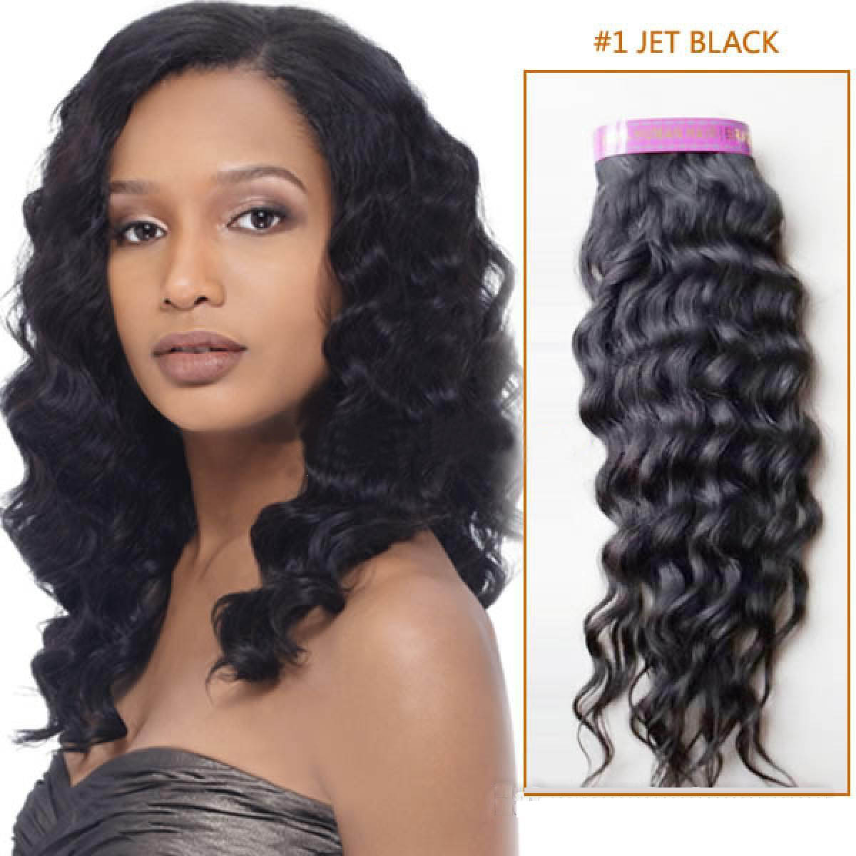 Inch 1 Jet Black Curly Indian Remy Hair Wefts