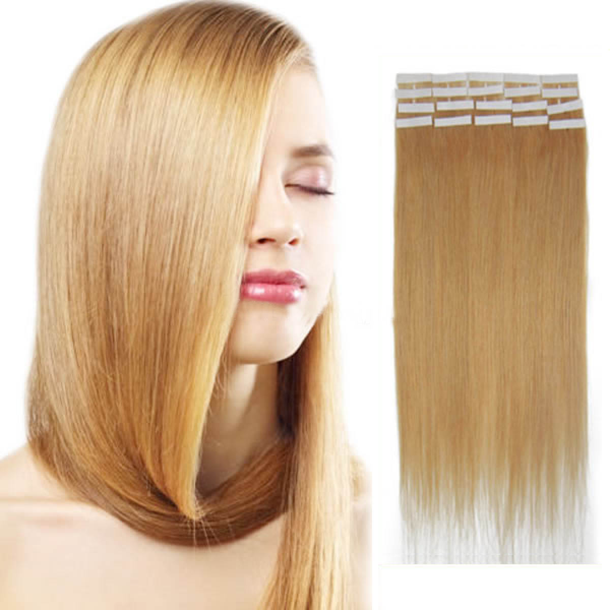 22 Inch 27 Strawberry Blonde Tape In Human Hair Extensions 20pcs