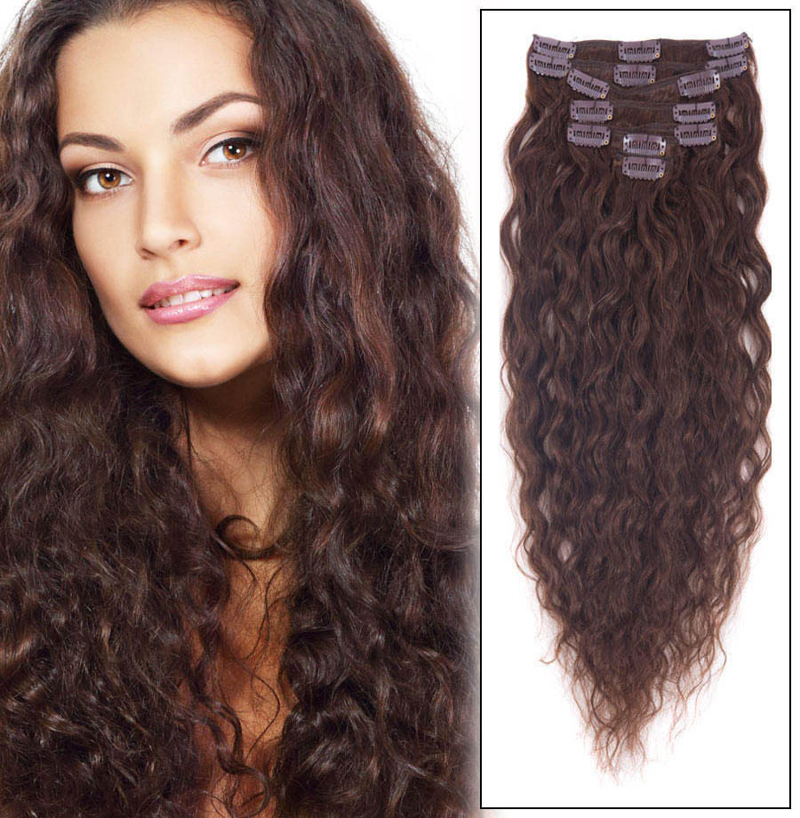 22 Inch 4 Medium Brown Popular Clip In Hair Extensions French