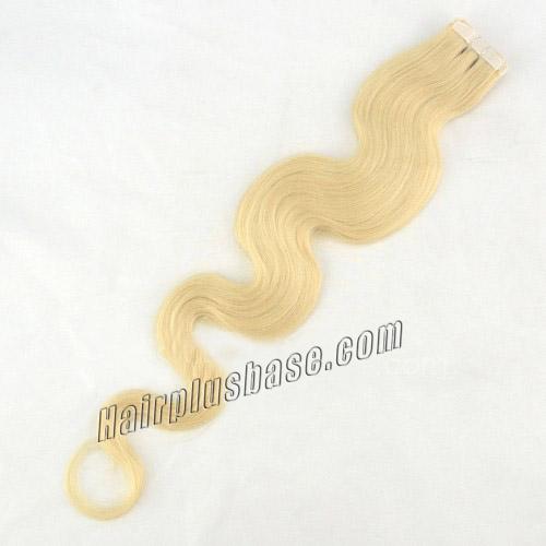 22 Inch #613 Bleach Blonde Tape In Hair Extensions Sleeky Body Wave 20 Pcs no 2