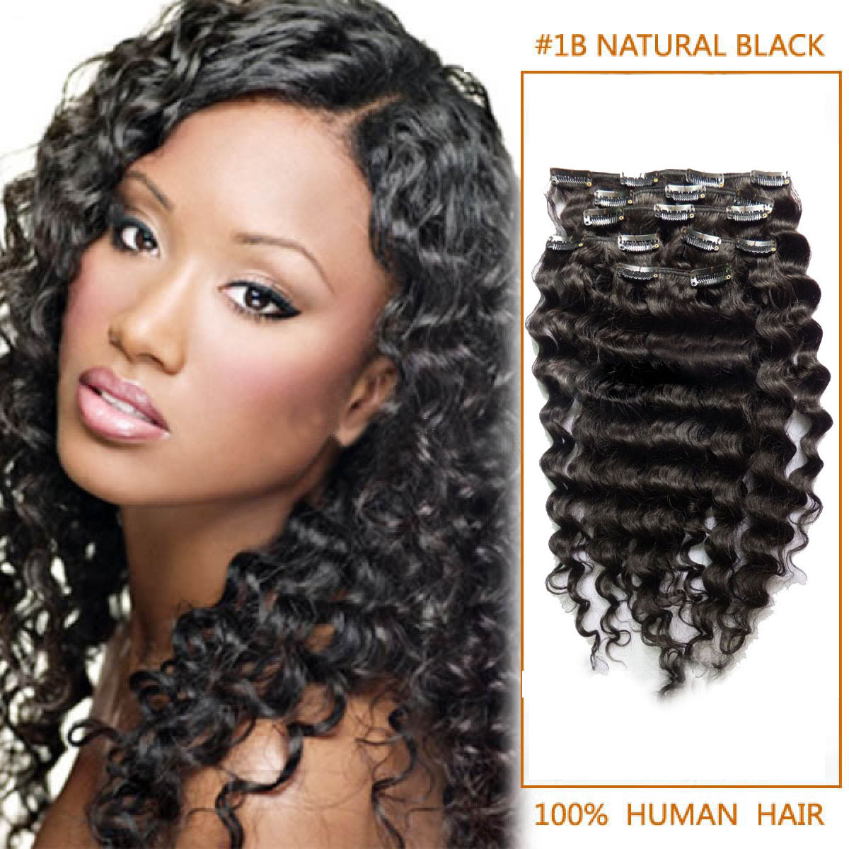 22 Inch Versatile 1b Natural Black Clip In Hair Extensions Curly