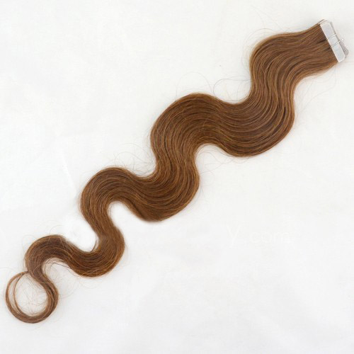 24 Inch #8 Ash Brown Popular Tape In Hair Extensions Body Wave 20 Pcs details pic 1