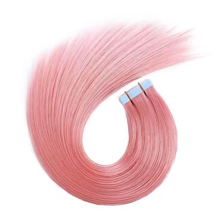 24 Inch Pink Tape In Human Hair Extensions 20pcs