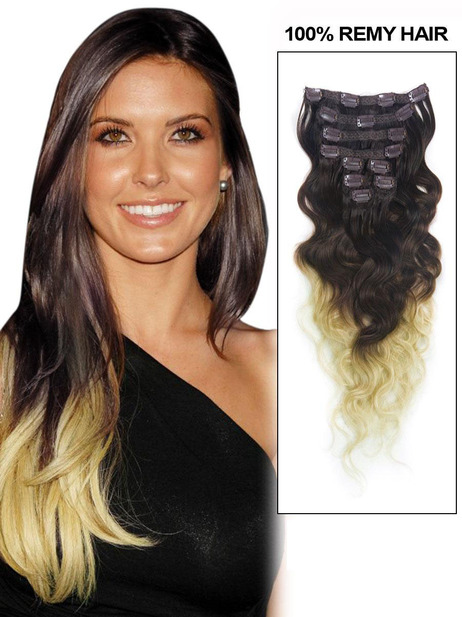 26 Inch Special Three Colors Ombre Clip In Remy Hair Extensions Body