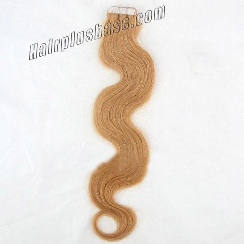28 Inch #27 Strawberry Blonde Tape In Hair Extensions Glossy Body Wave 20 Pcs no 1