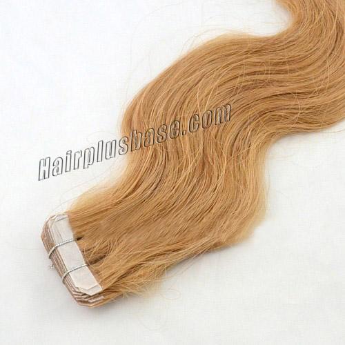 28 Inch #27 Strawberry Blonde Tape In Hair Extensions Glossy Body Wave 20 Pcs no 3