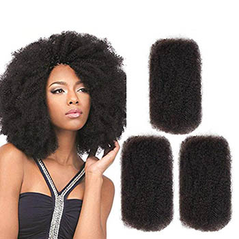 3 Bundles Afro Kinkys Bulk Human Hair - Afro Bulk Braiding Hair for Dreadlocks - Loc Braiding Hair
