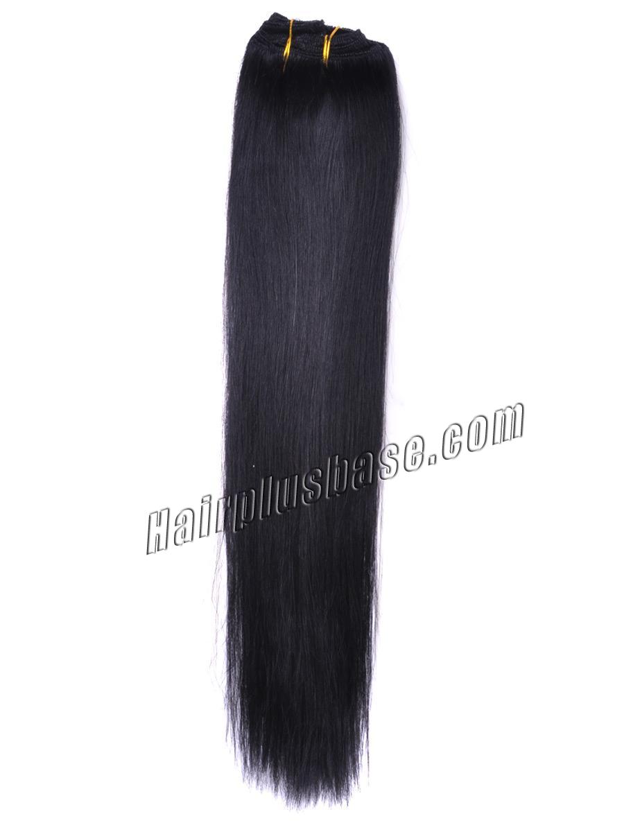 30 Inch #1 Jet Black Clip In Remy Human Hair Extensions 9pcs no 2