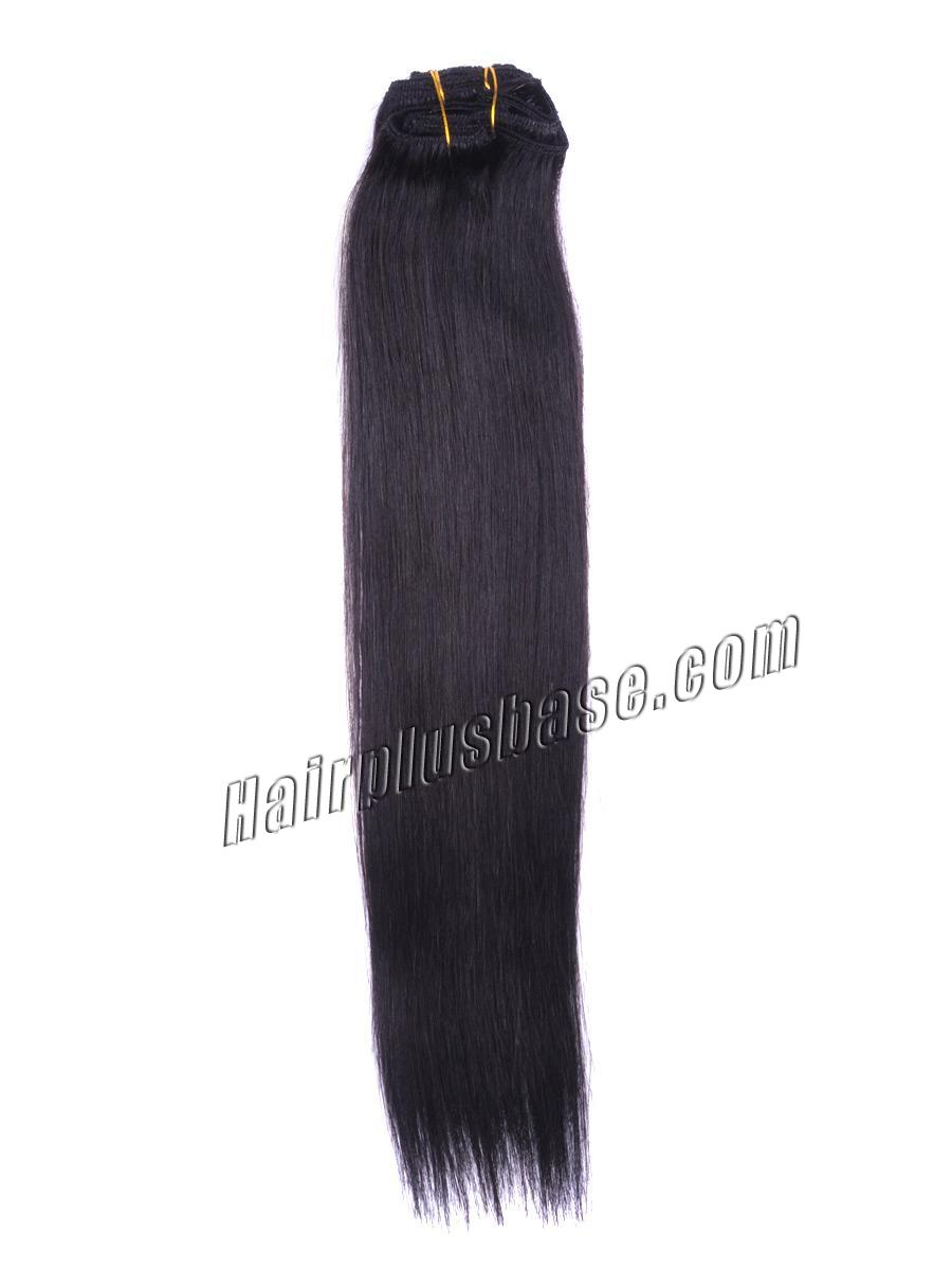 32 Inch #1b Natural Black Clip In Remy Human Hair Extensions 7pcs no 1