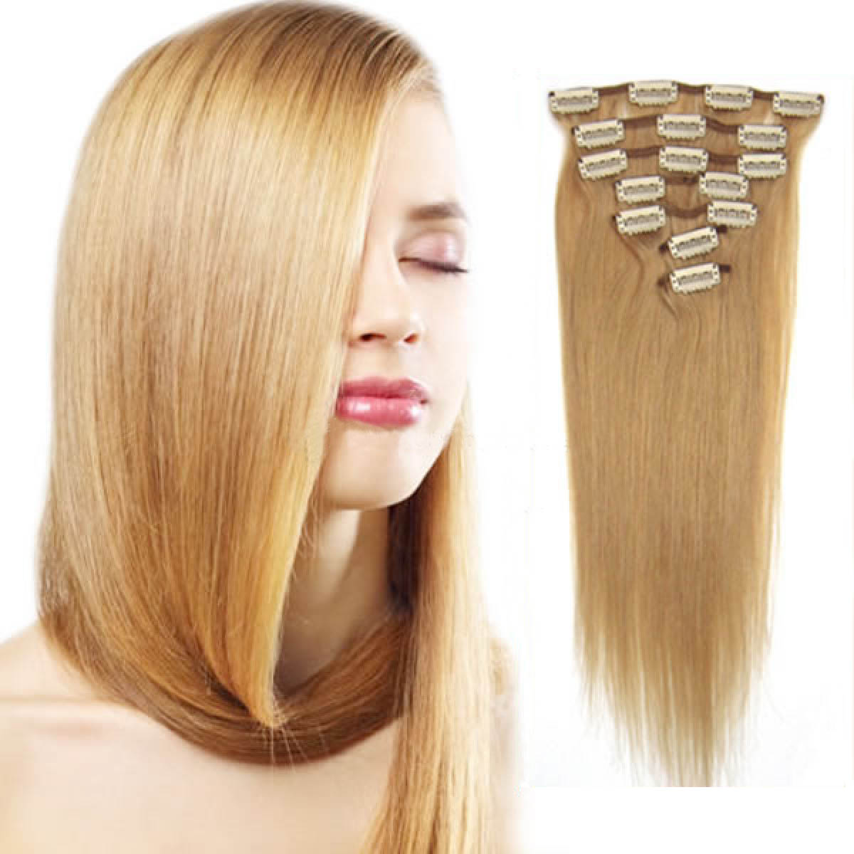 Inch 27 Strawberry Blonde Clip In Human Hair Extensions 11pcs