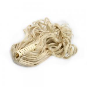 32 Inch Convenient Claw Clip Human Hair Ponytail Curly #24 Ash Blonde