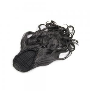 32 Inch Covert Drawstring Human Hair Ponytail Curly #1B Natural Black