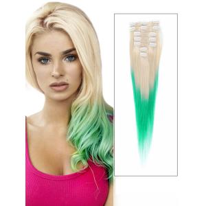 32 Inch Fantastic Ombre Clip in Hair Extensions Two Tone Straight 9 Pieces