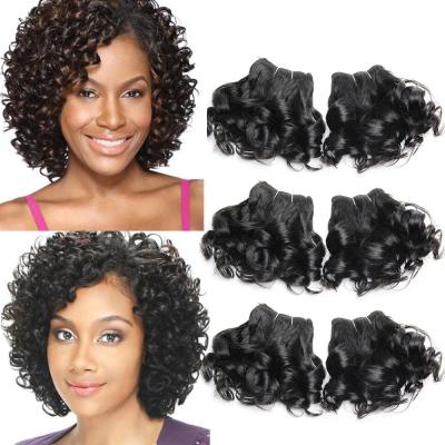6 - 12 Inch Sew In Hair Extensions #1B Natural Black Short Sew In Weave Spiral