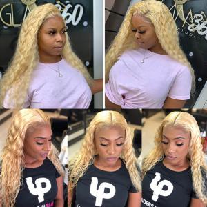 613 Blonde Hair Loose Curl Lace Front Wigs 150%-200% Density