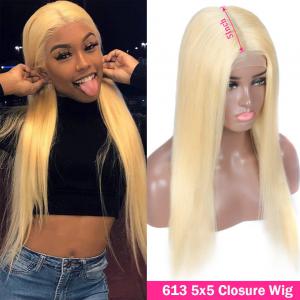 613 Blonde Hair Straight And Body Wave 5x5 Lace Closure Wigs 8-30 Inch 150%-200% Density