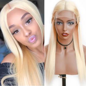 613 Blonde Straight And Body Wave 4x4 Human Hair Lace Closure Wigs With Baby Hair 150%-200% Density
