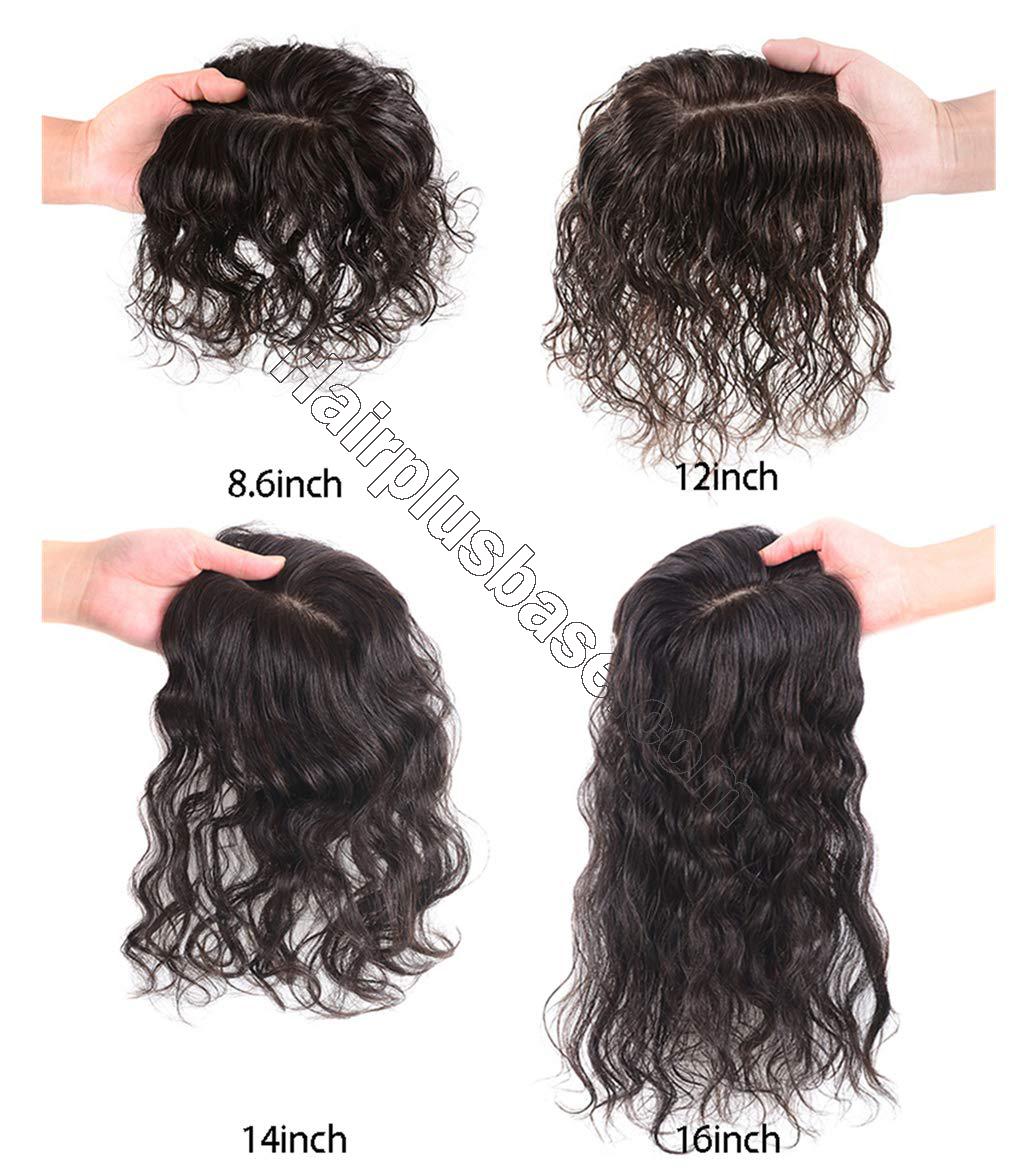 7x10cm Mono Human Hair Toppers for Women, Clip in Curly Crown Wiglet Hairpieces for Thinning Hair 2