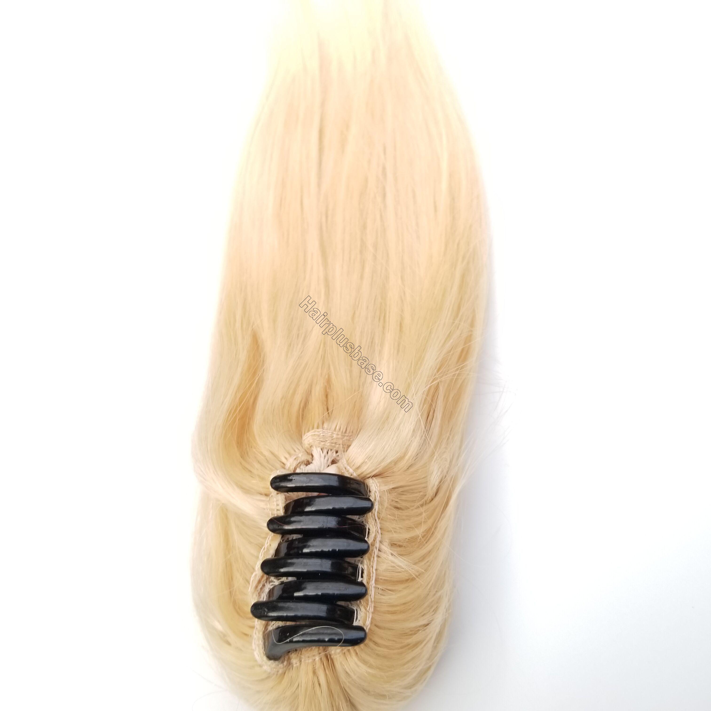 8 - 30 Inch Claw Ponytail Extension Human Hair #613 Bleach Blonde 2