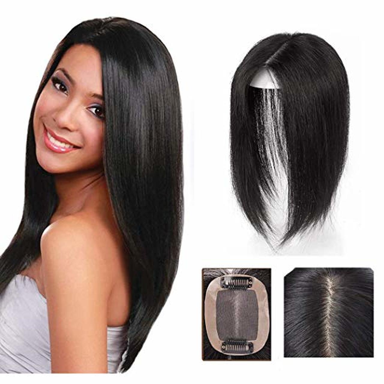 100% Human Hair Topper Straight Hairpieces Clip In Top Crown Hair Extension For Cover White Loss Hair Free Part