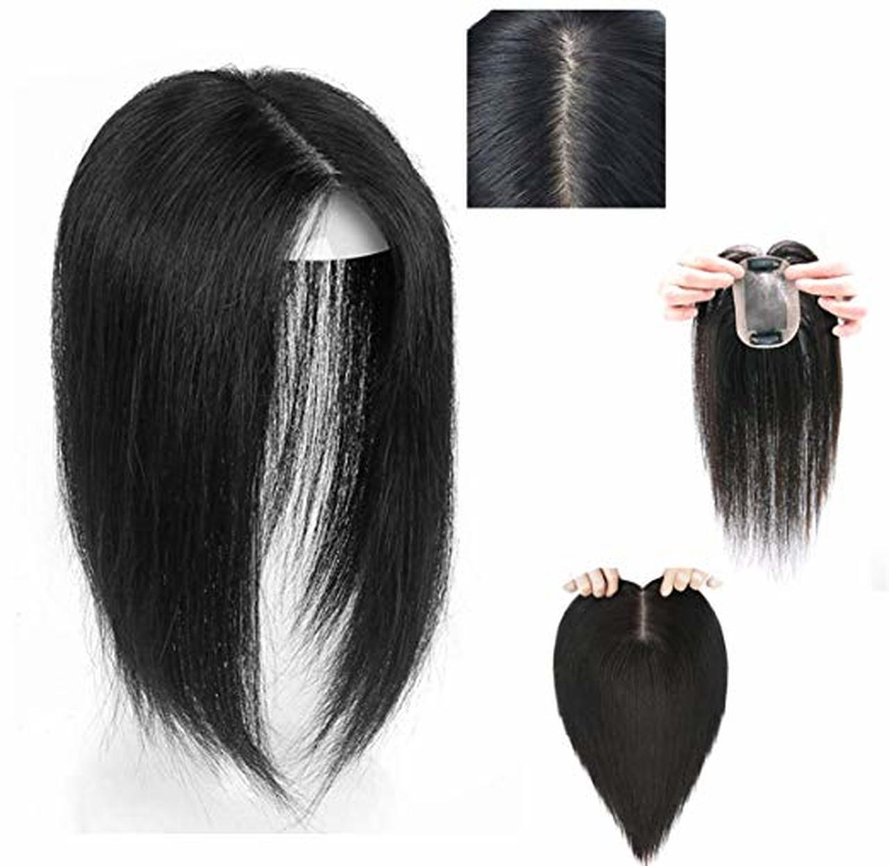 Al Human Hair Toppers Straight Hairpieces Clip In Top Crown Replacement Hair Extension For Cover White Loss Hair Free Part Toupee 2
